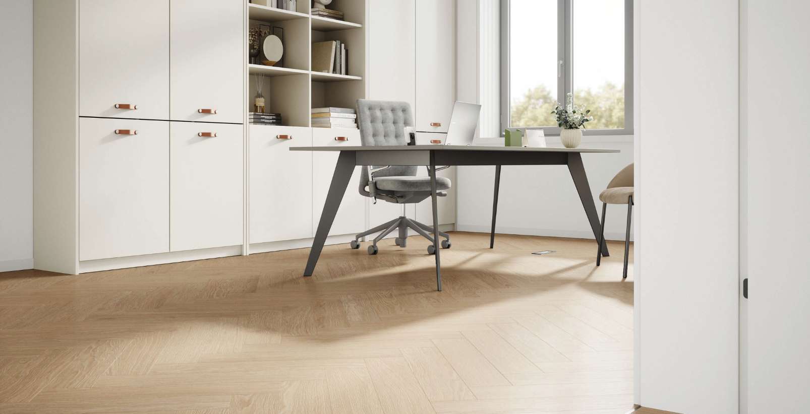 Natural Darcy Oak, DY, 8 mm, Herringbone - Room Scene
